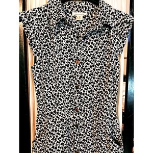 Monteau Black-and-White Floral Dress (Size S)